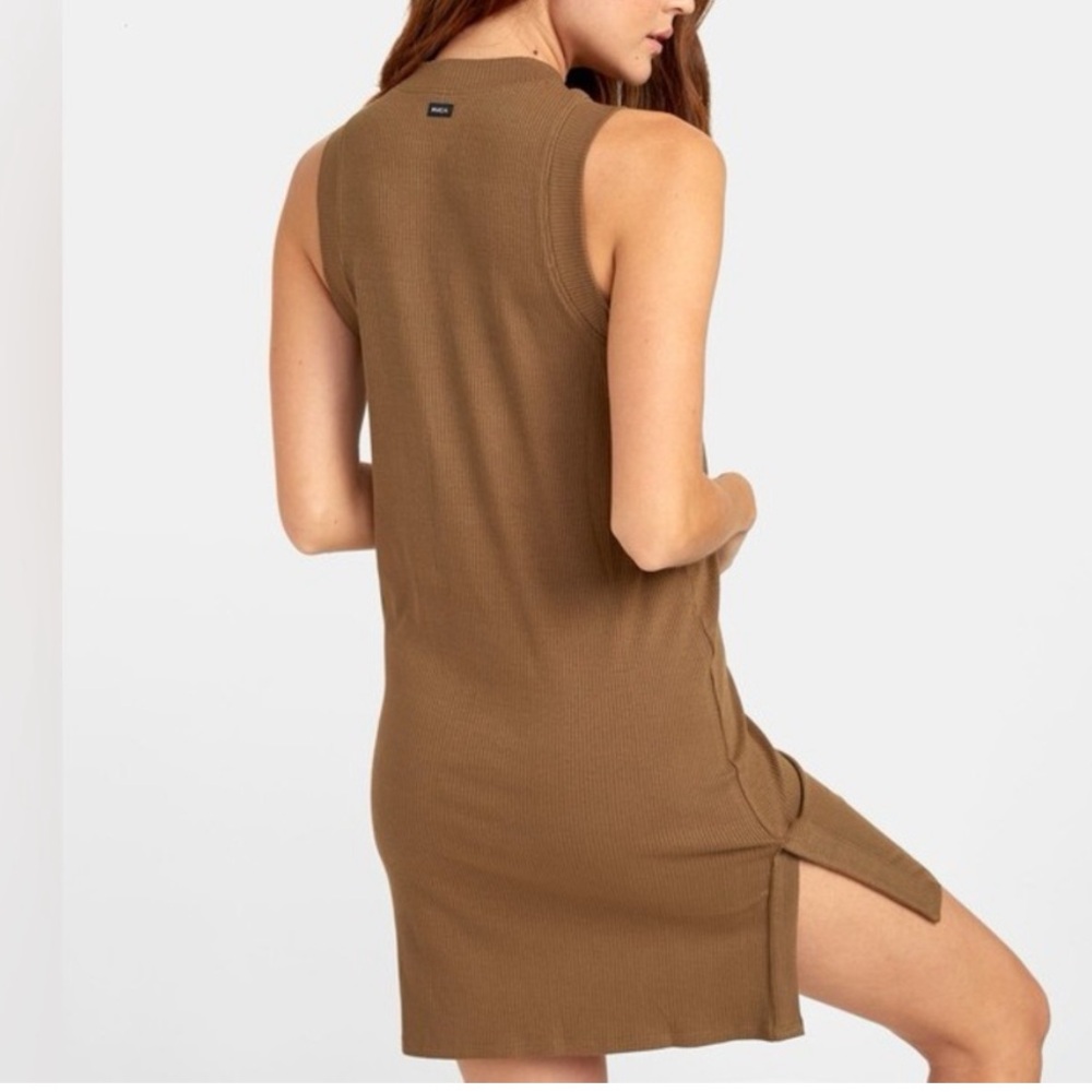 RVCA Lemmon mini dress in vintage green (brown/tan) M - Picture 2 of 12
